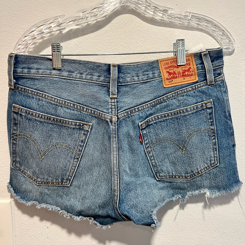 Levi’s cutoff denim shorts, size 28